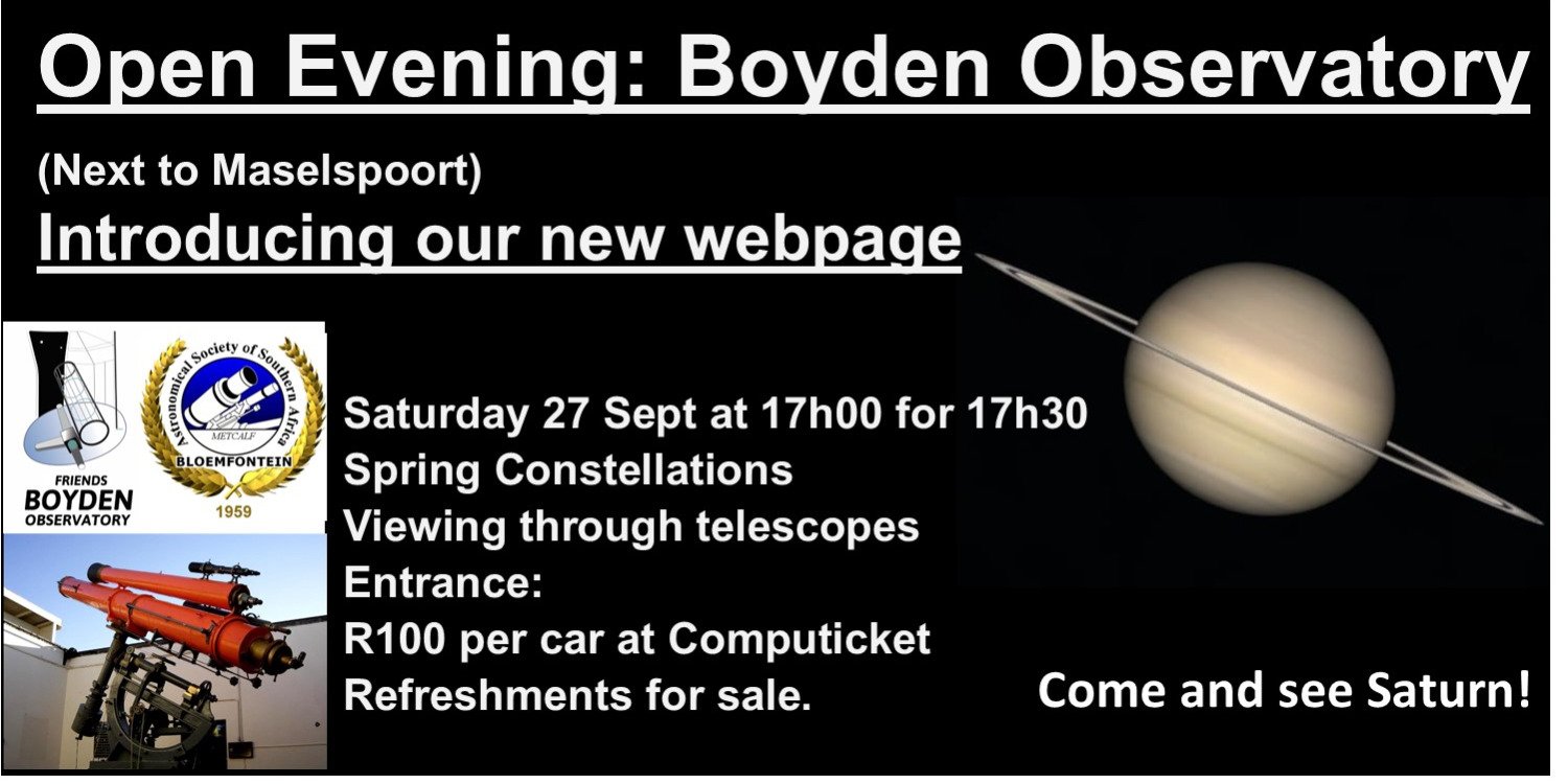 Open Evening at Boyden Observatory
