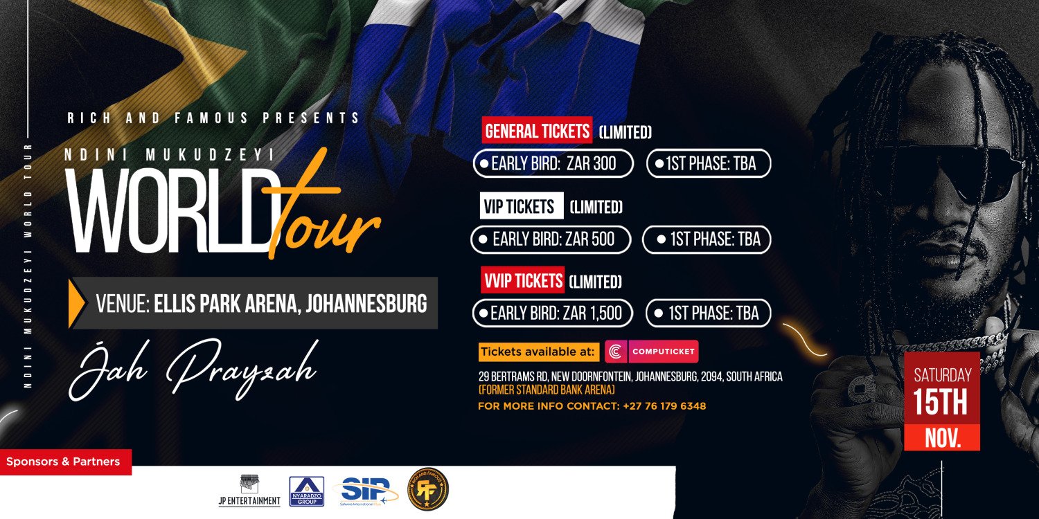Jah Prayzah - Ndini Mukudzeyi World Tour SA - Computicket BoxOffice