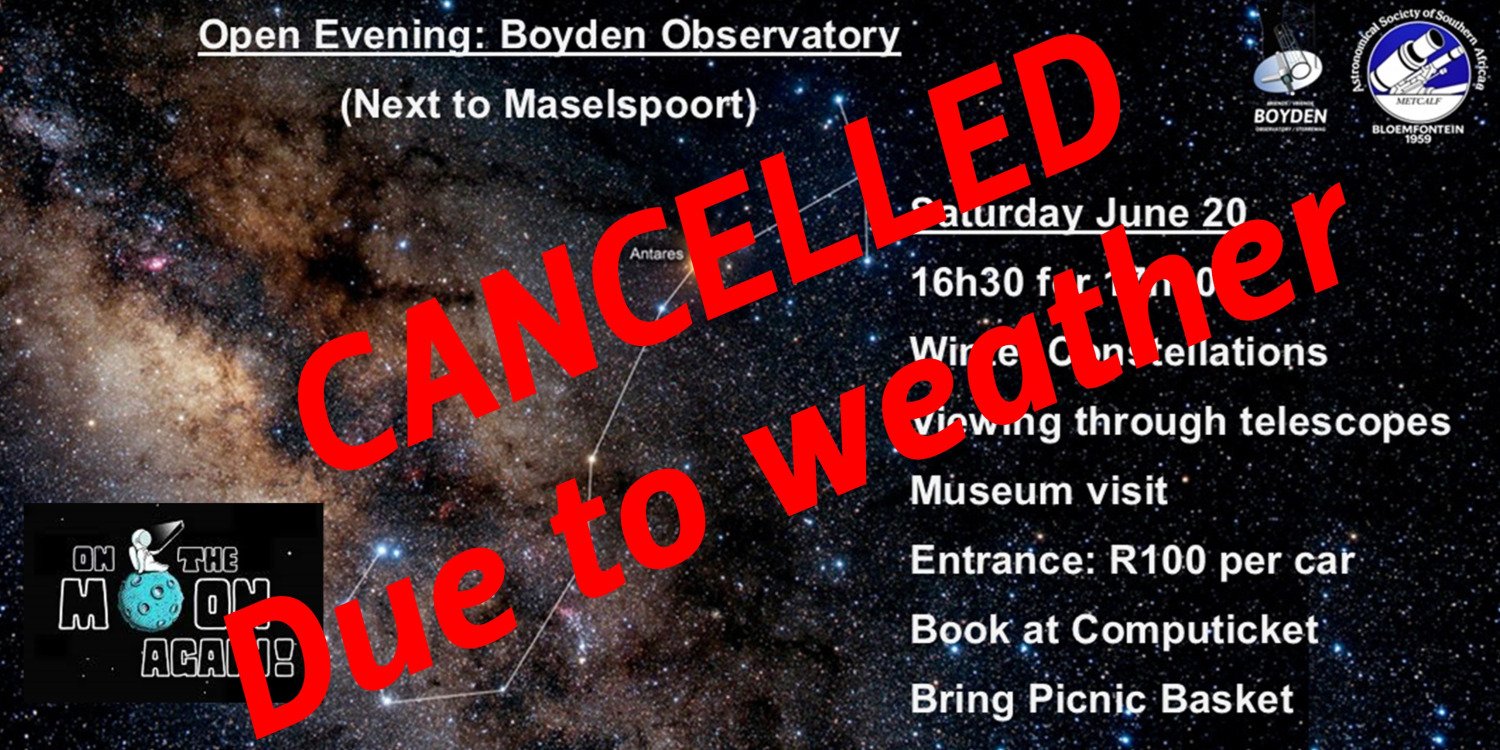 Boyden Observatory Open Evening 20 June
