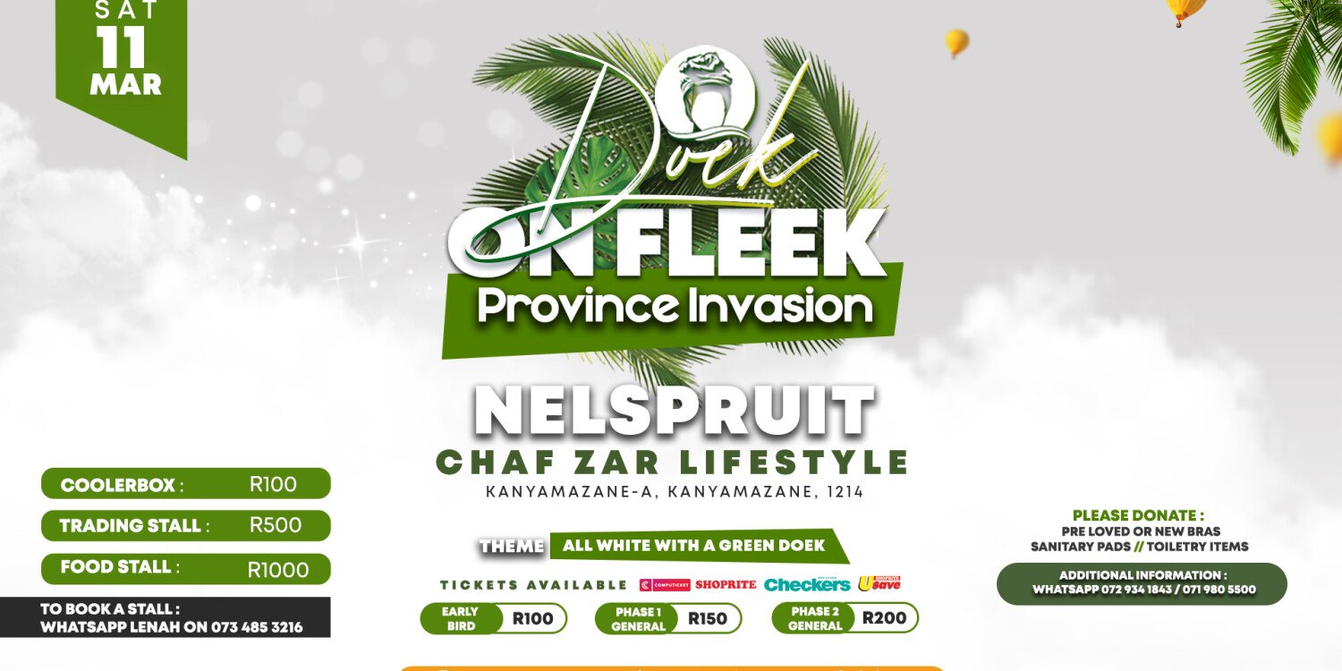 Doek On Fleek All White+Green Doek NELSPRUIT 